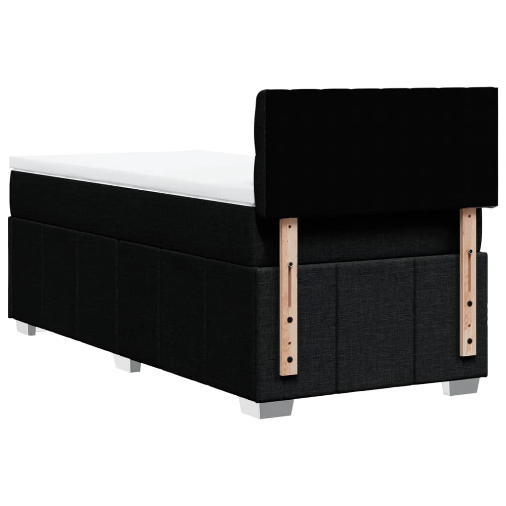 Κρεβάτι Boxspring με Στρώμα Μαύρο 90x200 εκ. Υφασμάτινο