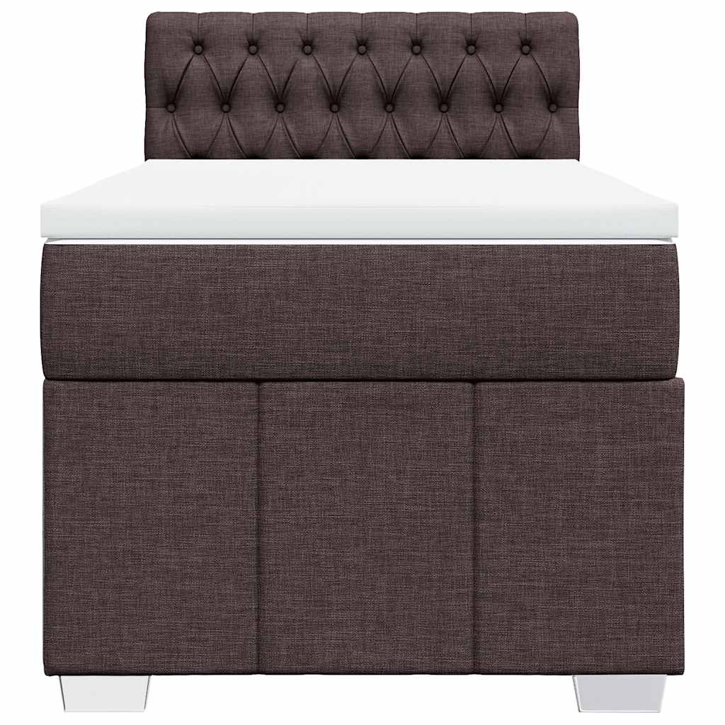 Κρεβάτι Boxspring με Στρώμα Σκούρο Καφέ 90x200 εκ. Υφασμάτινο - Pakobazaar
