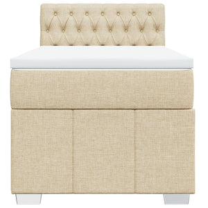 Κρεβάτι Boxspring με Στρώμα Κρεμ 90x200 εκ.Υφασμάτινο - Pakobazaar