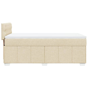 Κρεβάτι Boxspring με Στρώμα Κρεμ 90x200 εκ.Υφασμάτινο - Pakobazaar