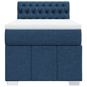 Κρεβάτι Boxspring με Στρώμα Μπλε 90x200 εκ.Υφασμάτινο - Pakobazaar