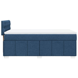 Κρεβάτι Boxspring με Στρώμα Μπλε 90x200 εκ.Υφασμάτινο - Pakobazaar