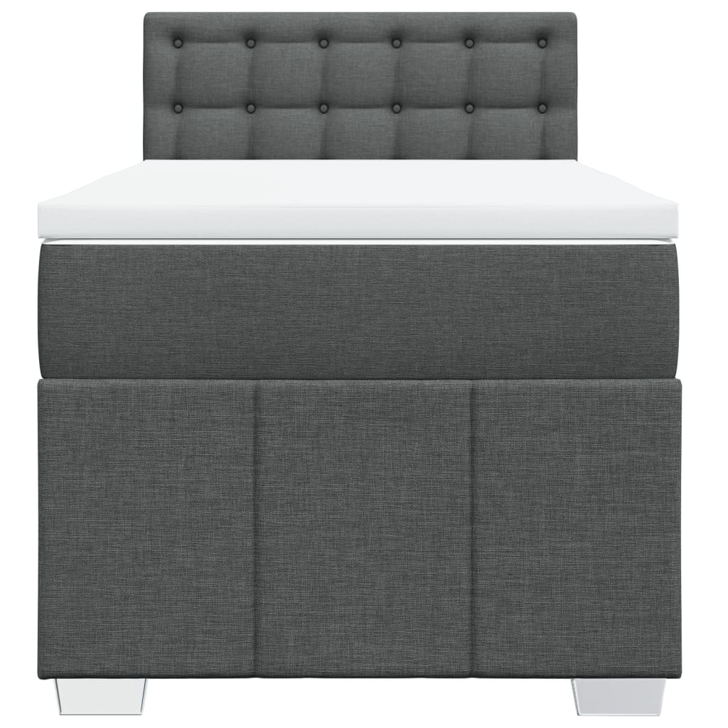 Κρεβάτι Boxspring με Στρώμα Σκούρο Γκρι 90x200 εκ. Υφασμάτινο - Pakobazaar