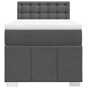 Κρεβάτι Boxspring με Στρώμα Σκούρο Γκρι 90x200 εκ. Υφασμάτινο - Pakobazaar