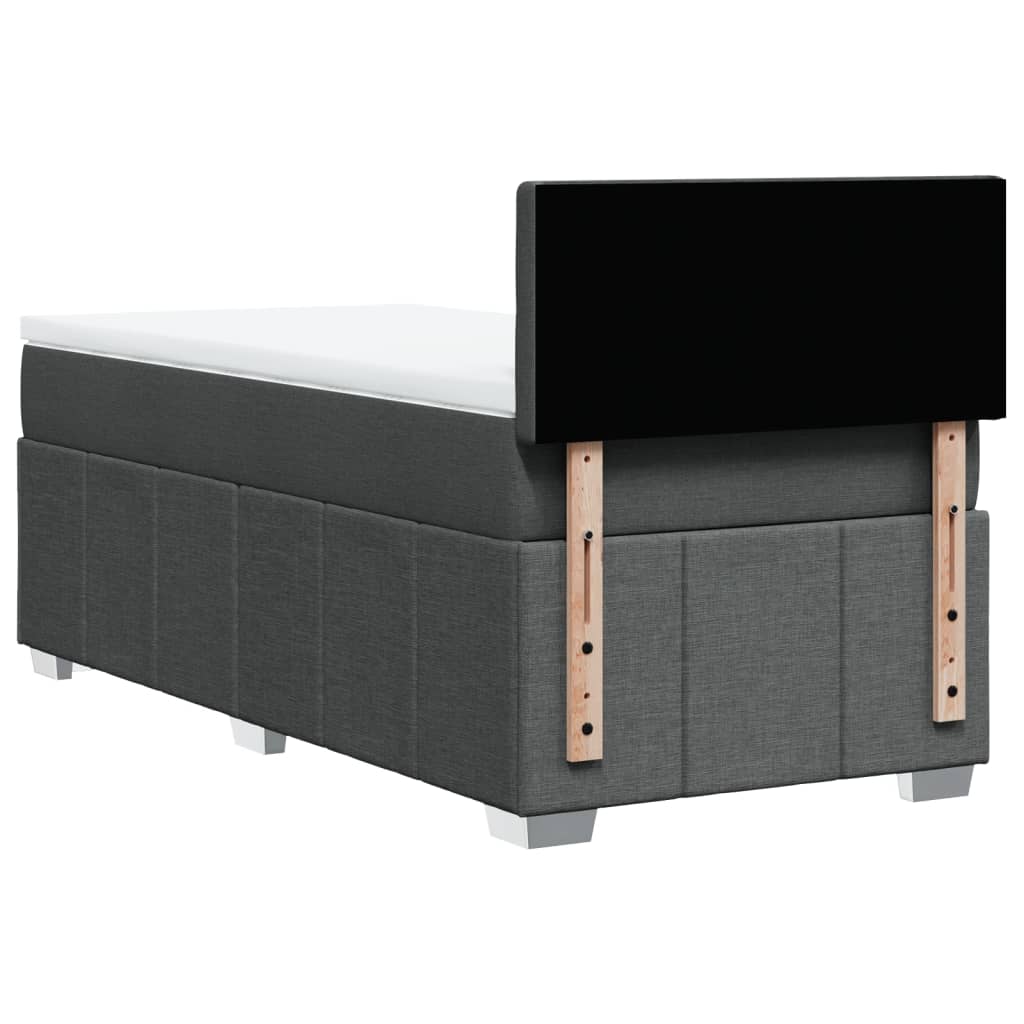Κρεβάτι Boxspring με Στρώμα Σκούρο Γκρι 90x200 εκ. Υφασμάτινο - Pakobazaar