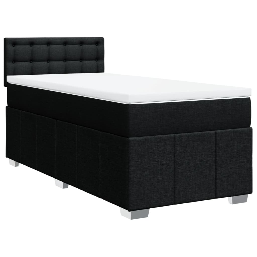 Κρεβάτι Boxspring με Στρώμα Μαύρο 90x200 εκ. Υφασμάτινο