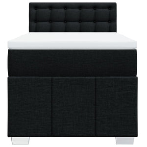 Κρεβάτι Boxspring με Στρώμα Μαύρο 90x200 εκ. Υφασμάτινο - Pakobazaar