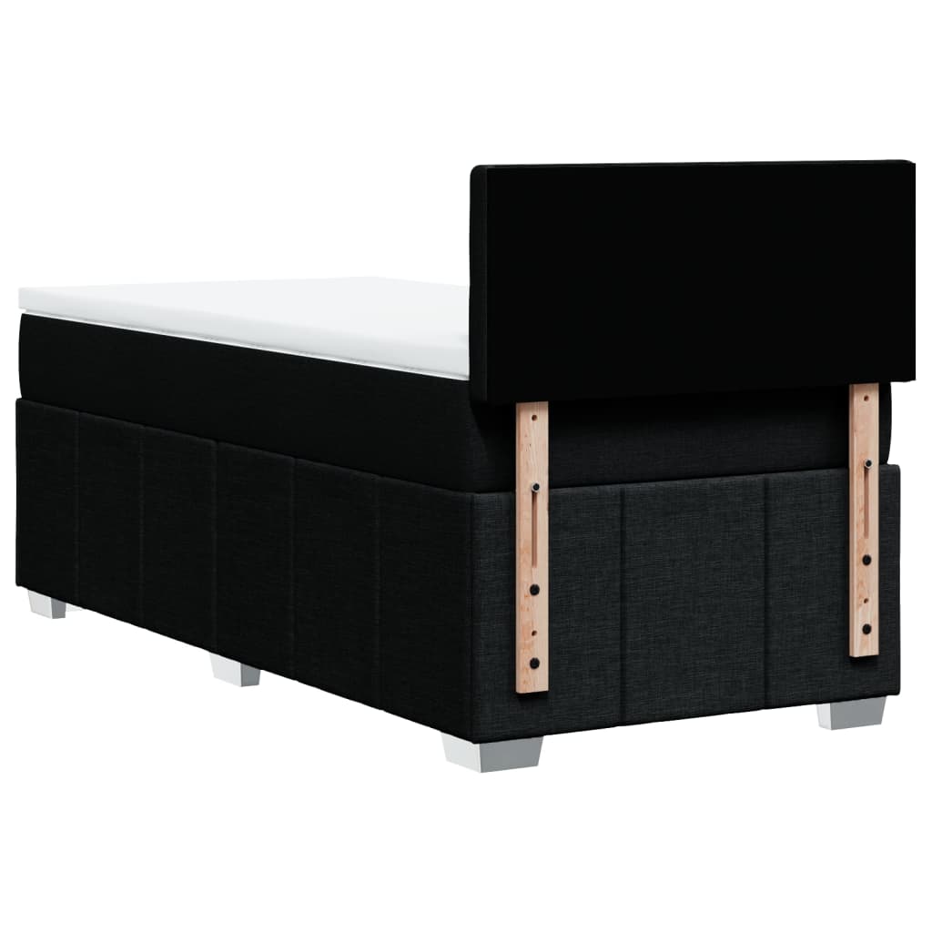 Κρεβάτι Boxspring με Στρώμα Μαύρο 90x200 εκ. Υφασμάτινο