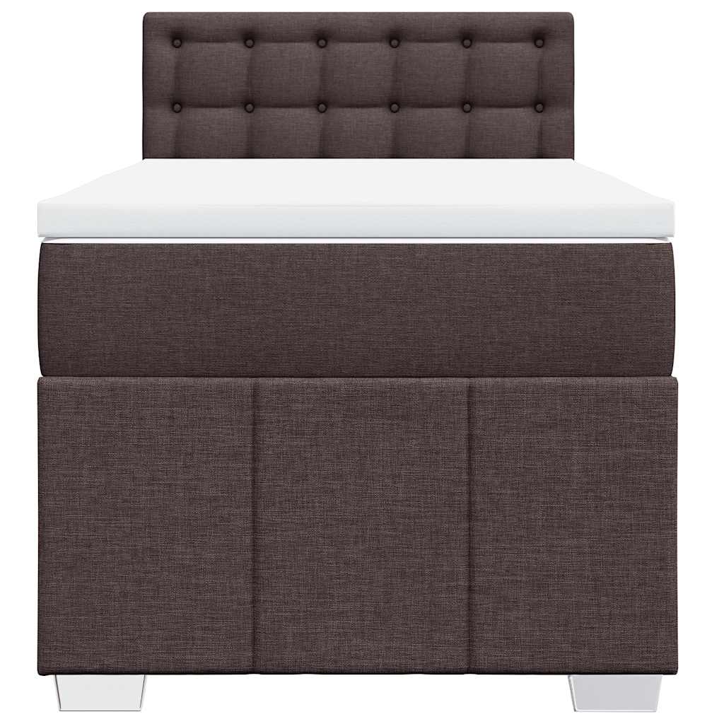 Κρεβάτι Boxspring με Στρώμα Σκούρο Καφέ 90x200 εκ. Υφασμάτινο - Pakobazaar