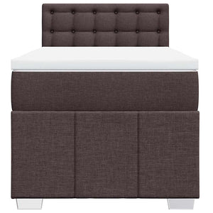Κρεβάτι Boxspring με Στρώμα Σκούρο Καφέ 90x200 εκ. Υφασμάτινο - Pakobazaar