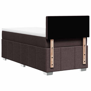 Κρεβάτι Boxspring με Στρώμα Σκούρο Καφέ 90x200 εκ. Υφασμάτινο - Pakobazaar