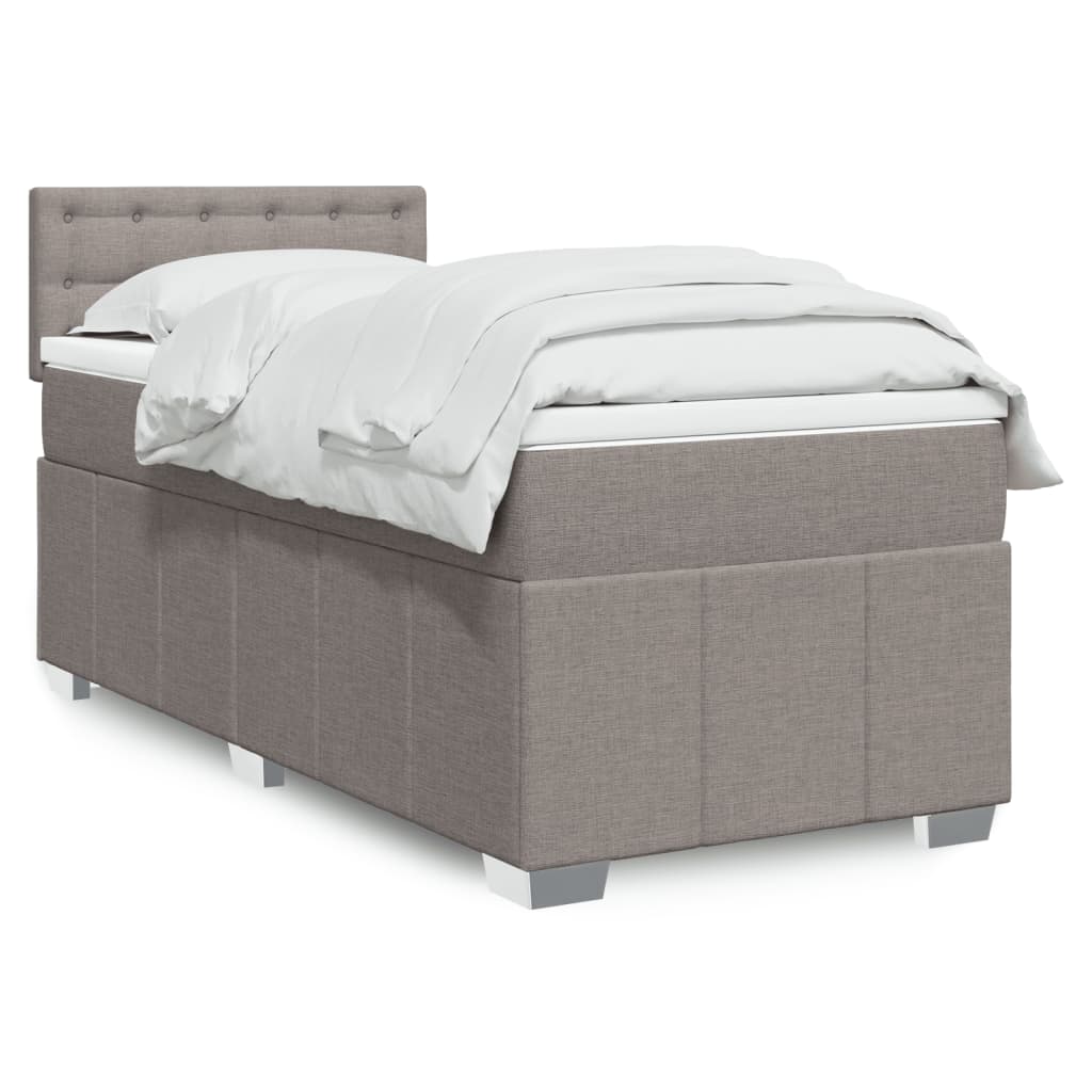 Κρεβάτι Boxspring με Στρώμα Taupe 90x200 εκ. Υφασμάτινο - Pakobazaar
