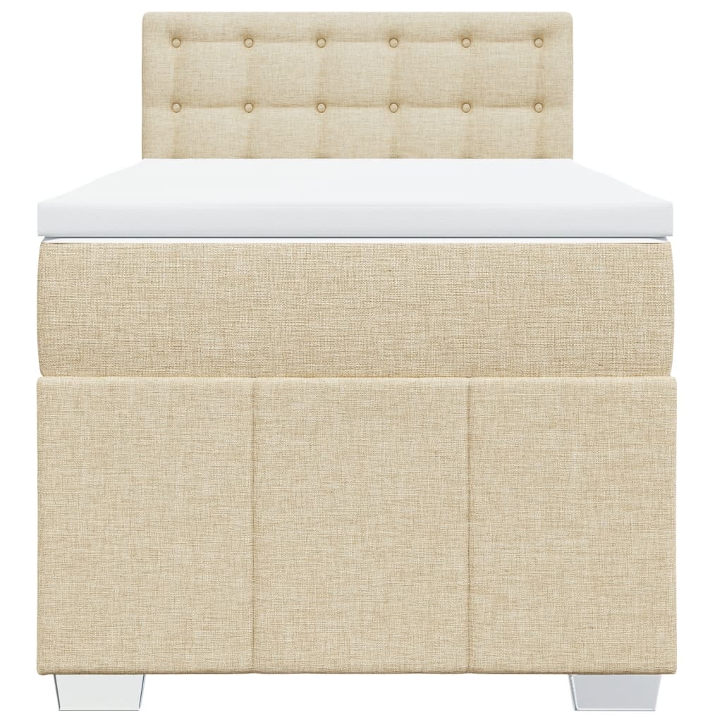 Κρεβάτι Boxspring με Στρώμα Κρεμ 90x200 εκ.Υφασμάτινο - Pakobazaar