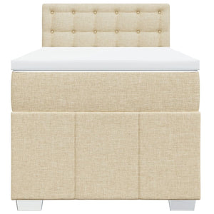 Κρεβάτι Boxspring με Στρώμα Κρεμ 90x200 εκ.Υφασμάτινο - Pakobazaar