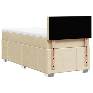 Κρεβάτι Boxspring με Στρώμα Κρεμ 90x200 εκ.Υφασμάτινο - Pakobazaar