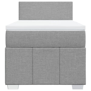 Κρεβάτι Boxspring με Στρώμα Ανοιχτό Γκρι 100x200 εκ. Υφασμάτινο - Pakobazaar