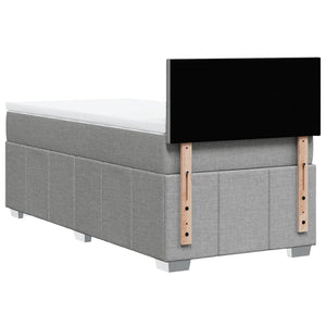 Κρεβάτι Boxspring με Στρώμα Ανοιχτό Γκρι 100x200 εκ. Υφασμάτινο - Pakobazaar