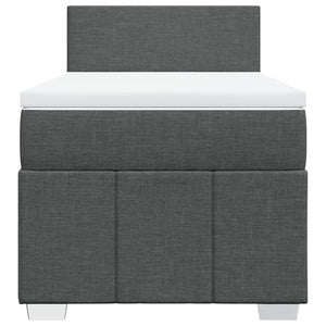 Κρεβάτι Boxspring με Στρώμα Σκούρο Γκρι 100x200 εκ. Υφασμάτινο - Pakobazaar