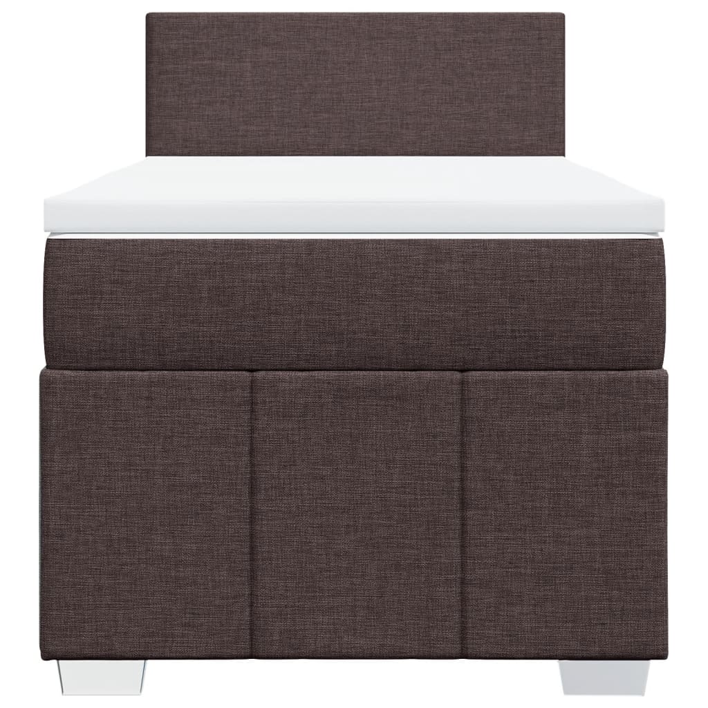Κρεβάτι Boxspring με Στρώμα Σκούρο Καφέ 100x200 εκ. Υφασμάτινο - Pakobazaar