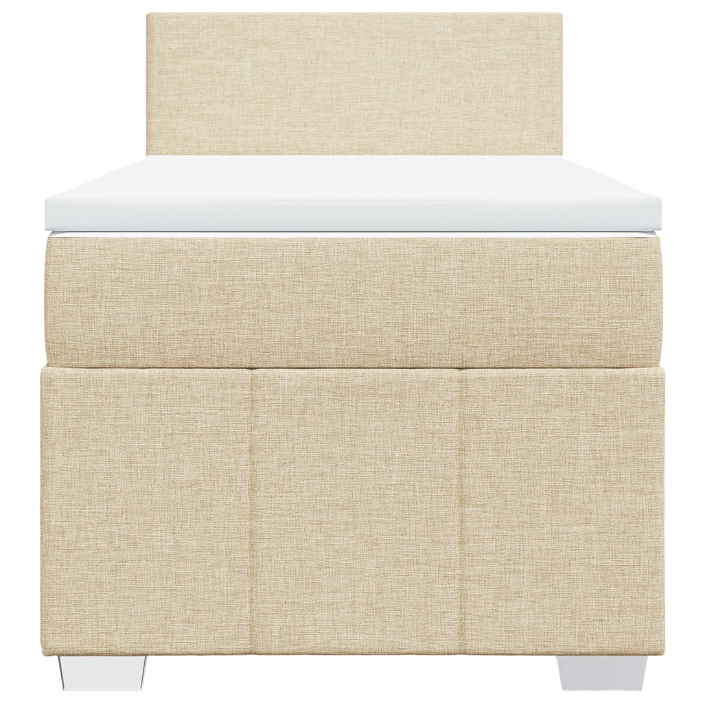 Κρεβάτι Boxspring με Στρώμα Κρεμ 100 x 200 εκ. Υφασμάτινο - Pakobazaar