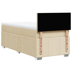 Κρεβάτι Boxspring με Στρώμα Κρεμ 100 x 200 εκ. Υφασμάτινο - Pakobazaar