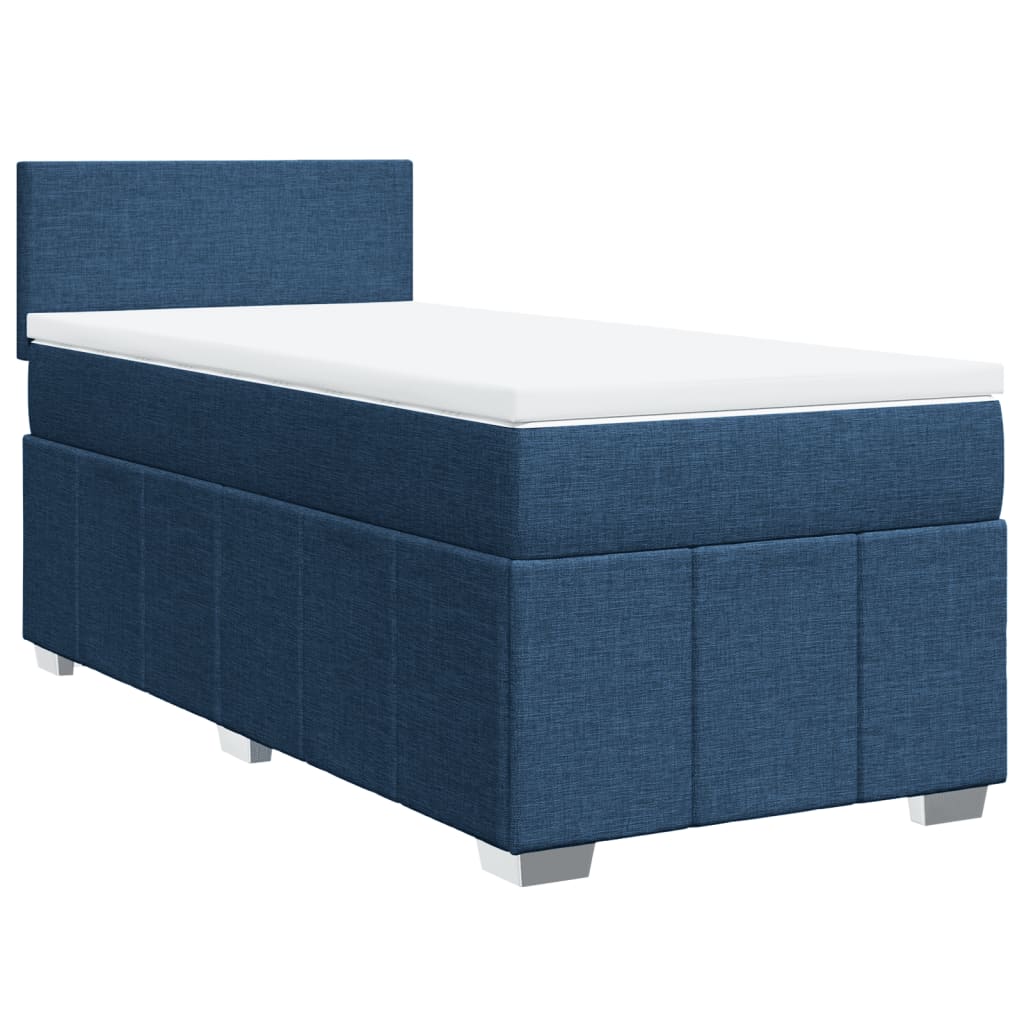 Κρεβάτι Boxspring με Στρώμα Μπλε 100 x 200 εκ. Υφασμάτινο - Pakobazaar