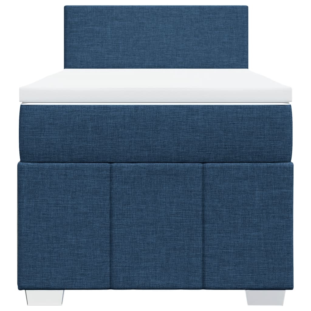 Κρεβάτι Boxspring με Στρώμα Μπλε 100 x 200 εκ. Υφασμάτινο - Pakobazaar