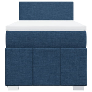 Κρεβάτι Boxspring με Στρώμα Μπλε 100 x 200 εκ. Υφασμάτινο - Pakobazaar