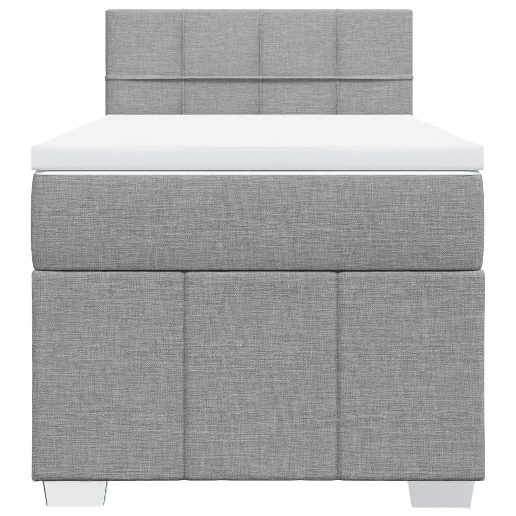 Κρεβάτι Boxspring με Στρώμα Ανοιχτό Γκρι 100x200 εκ. Υφασμάτινο - Pakobazaar