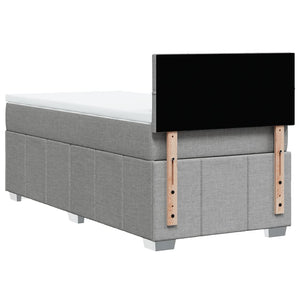 Κρεβάτι Boxspring με Στρώμα Ανοιχτό Γκρι 100x200 εκ. Υφασμάτινο - Pakobazaar