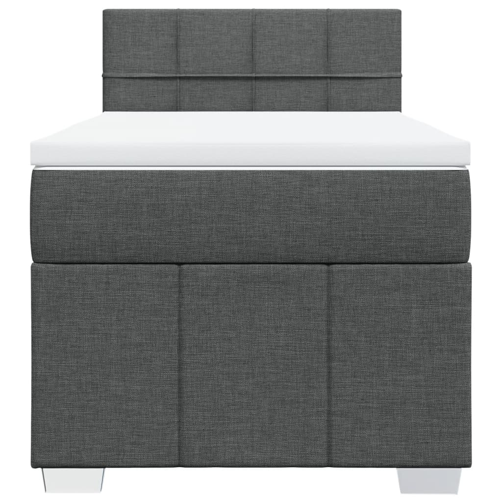 Κρεβάτι Boxspring με Στρώμα Σκούρο Γκρι 100x200 εκ. Υφασμάτινο - Pakobazaar
