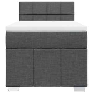 Κρεβάτι Boxspring με Στρώμα Σκούρο Γκρι 100x200 εκ. Υφασμάτινο - Pakobazaar