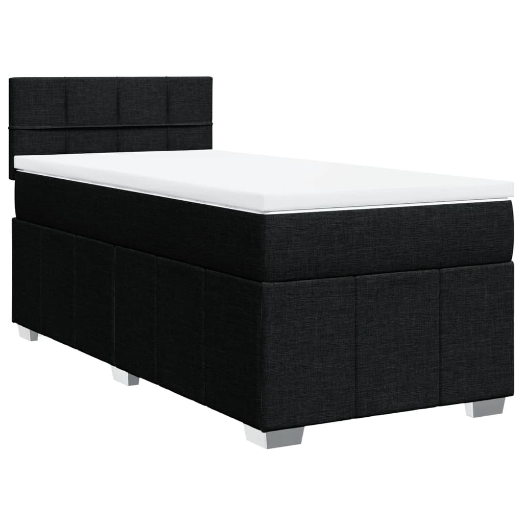 Κρεβάτι Boxspring με Στρώμα Μαύρο 100 x 200 εκ. Υφασμάτινο - Pakobazaar