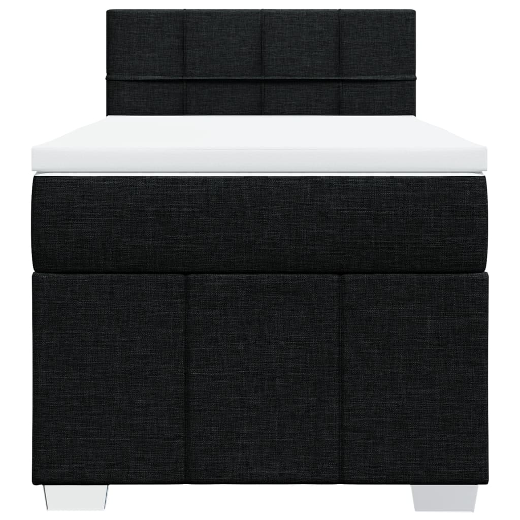 Κρεβάτι Boxspring με Στρώμα Μαύρο 100 x 200 εκ. Υφασμάτινο - Pakobazaar