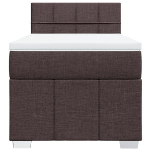 Κρεβάτι Boxspring με Στρώμα Σκούρο Καφέ 100x200 εκ. Υφασμάτινο - Pakobazaar