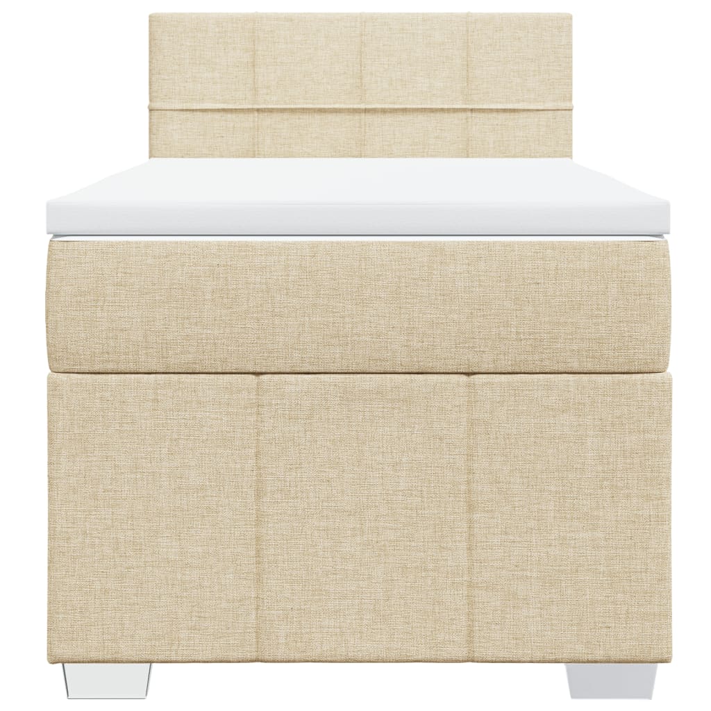 Κρεβάτι Boxspring με Στρώμα Κρεμ 100 x 200 εκ. Υφασμάτινο - Pakobazaar