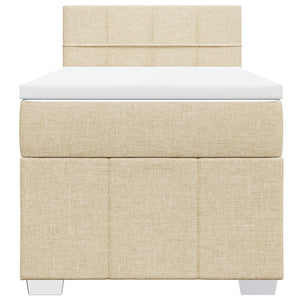 Κρεβάτι Boxspring με Στρώμα Κρεμ 100 x 200 εκ. Υφασμάτινο - Pakobazaar