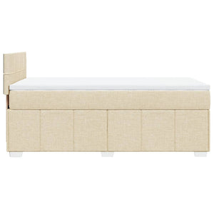 Κρεβάτι Boxspring με Στρώμα Κρεμ 100 x 200 εκ. Υφασμάτινο - Pakobazaar