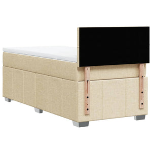 Κρεβάτι Boxspring με Στρώμα Κρεμ 100 x 200 εκ. Υφασμάτινο - Pakobazaar