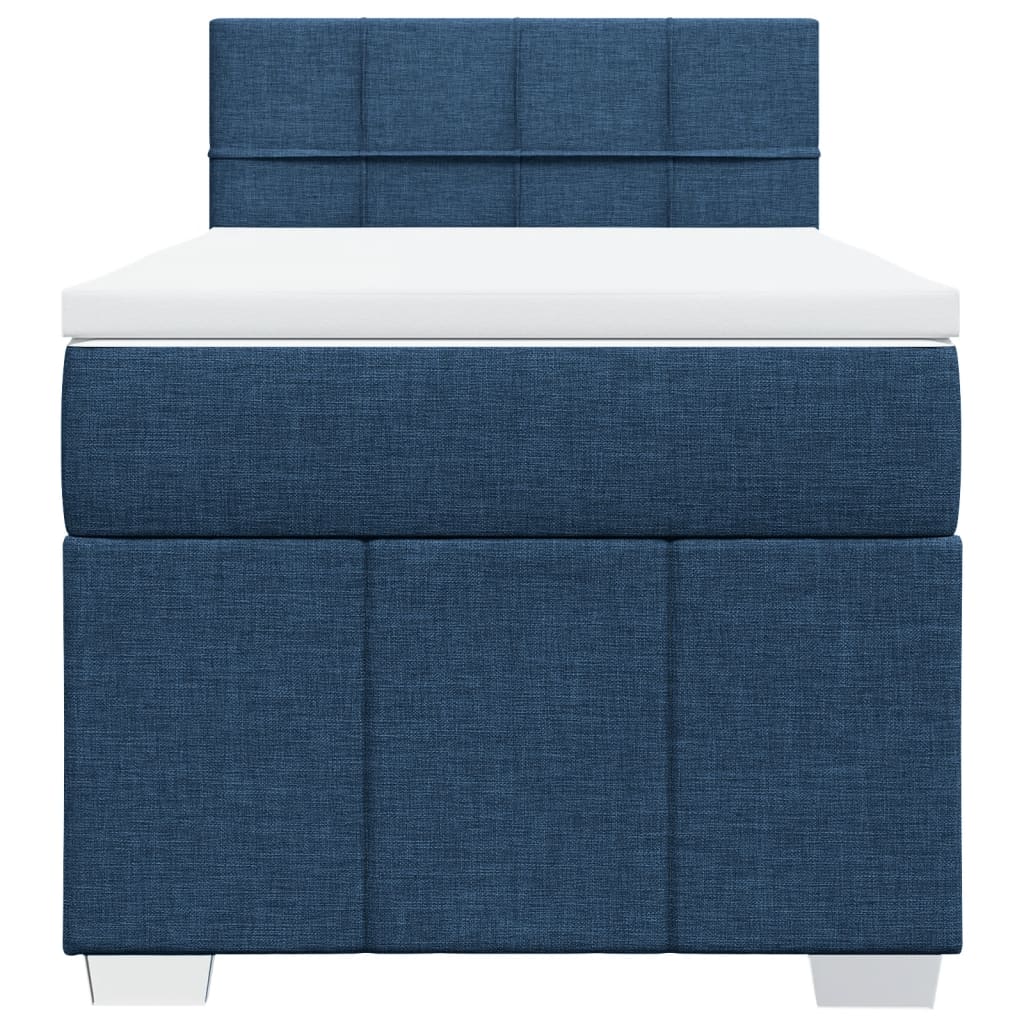 Κρεβάτι Boxspring με Στρώμα Μπλε 100 x 200 εκ. Υφασμάτινο