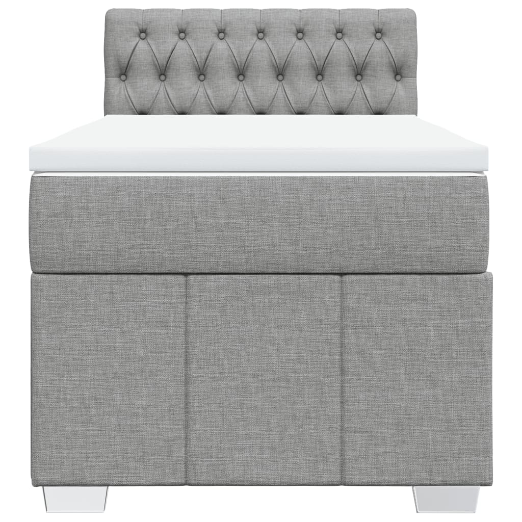 Κρεβάτι Boxspring με Στρώμα Ανοιχτό Γκρι 100x200 εκ. Υφασμάτινο - Pakobazaar