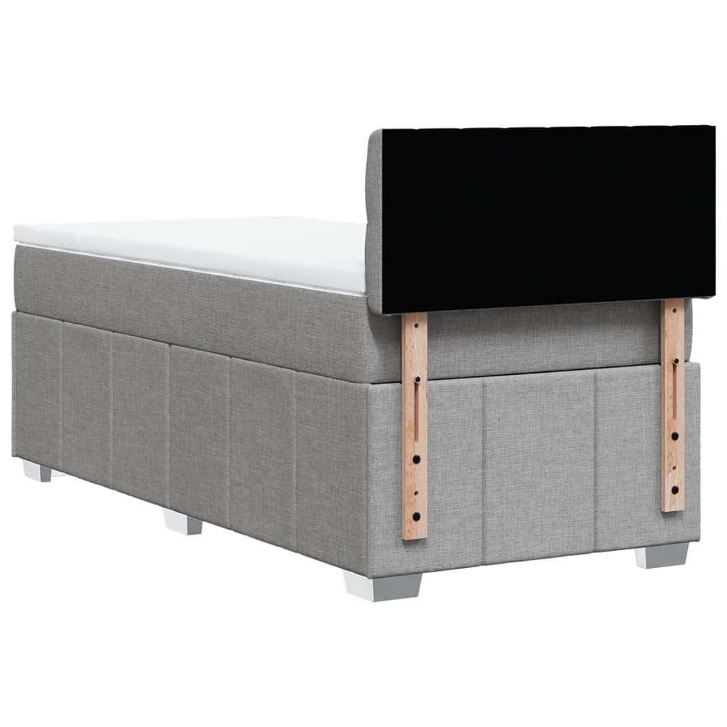 Κρεβάτι Boxspring με Στρώμα Ανοιχτό Γκρι 100x200 εκ. Υφασμάτινο - Pakobazaar