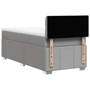 Κρεβάτι Boxspring με Στρώμα Ανοιχτό Γκρι 100x200 εκ. Υφασμάτινο - Pakobazaar