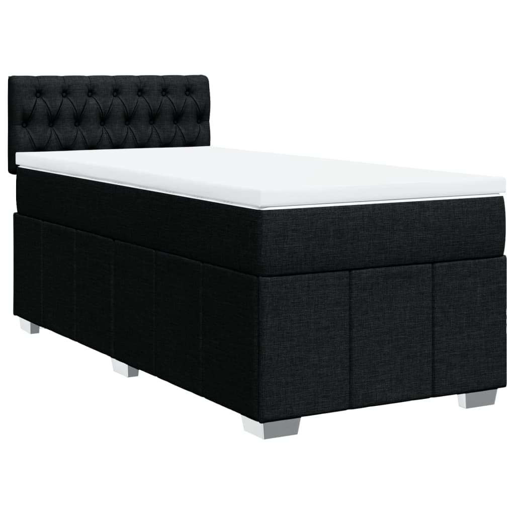 Κρεβάτι Boxspring με Στρώμα Μαύρο 100 x 200 εκ. Υφασμάτινο - Pakobazaar