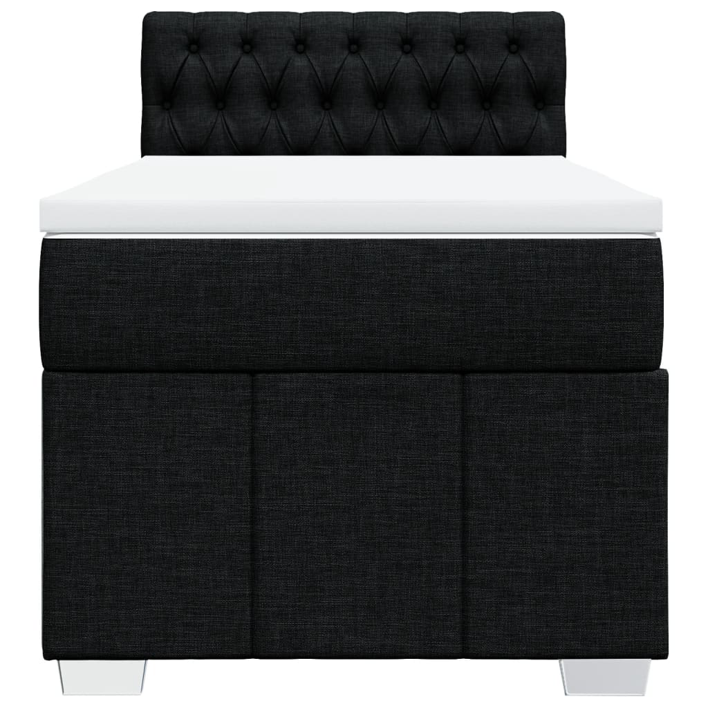 Κρεβάτι Boxspring με Στρώμα Μαύρο 100 x 200 εκ. Υφασμάτινο - Pakobazaar