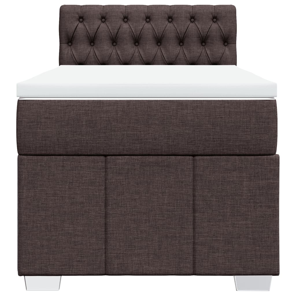 Κρεβάτι Boxspring με Στρώμα Σκούρο Καφέ 100x200 εκ. Υφασμάτινο