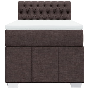 Κρεβάτι Boxspring με Στρώμα Σκούρο Καφέ 100x200 εκ. Υφασμάτινο - Pakobazaar