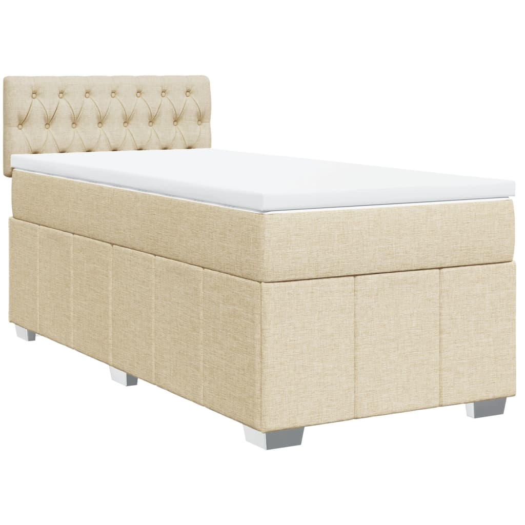 Κρεβάτι Boxspring με Στρώμα Κρεμ 100 x 200 εκ. Υφασμάτινο - Pakobazaar