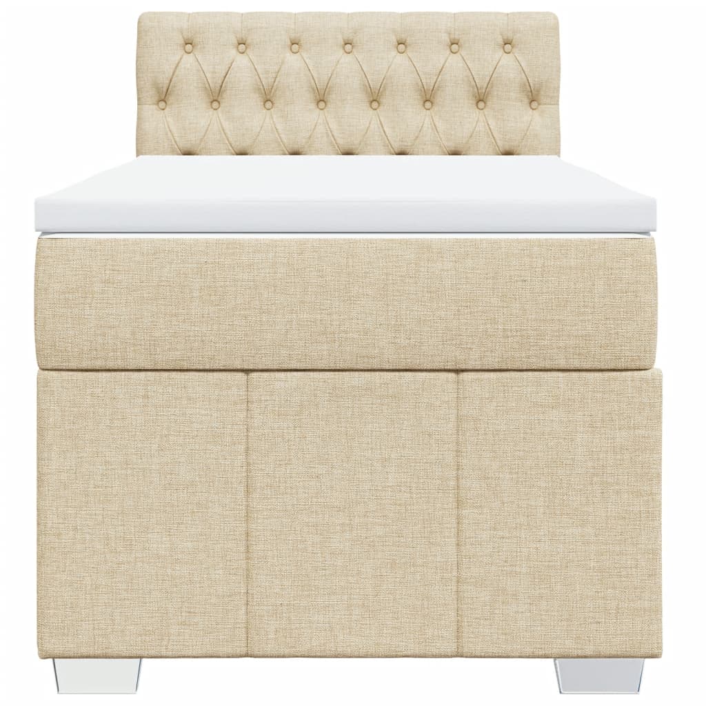 Κρεβάτι Boxspring με Στρώμα Κρεμ 100 x 200 εκ. Υφασμάτινο - Pakobazaar
