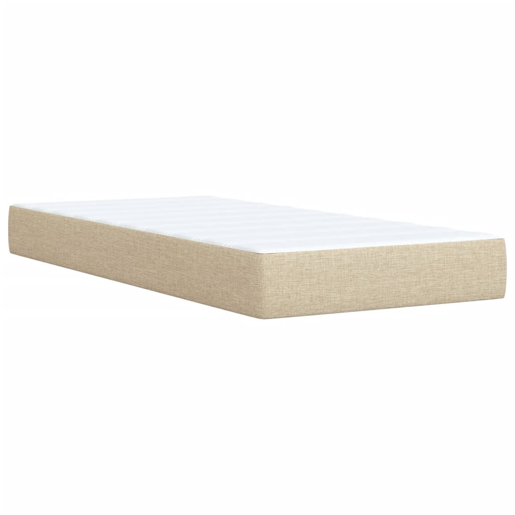 Κρεβάτι Boxspring με Στρώμα Κρεμ 100 x 200 εκ. Υφασμάτινο - Pakobazaar